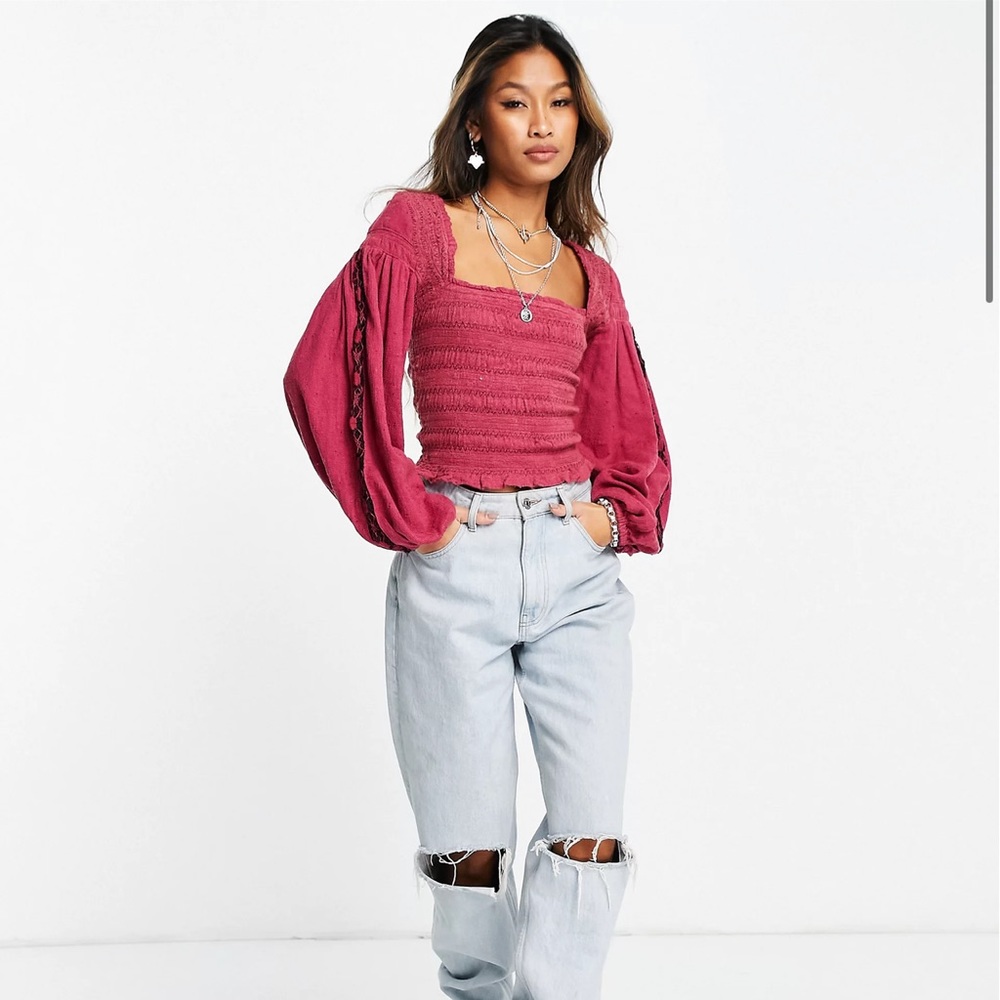 Free People Maggie Smocked Top